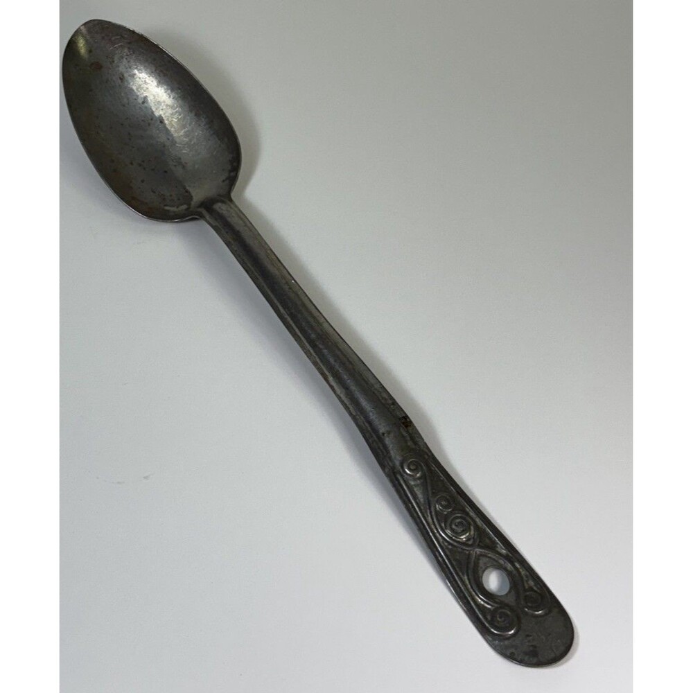 Vtg Ornate Metal Serving Spoon / 13 1/4" L